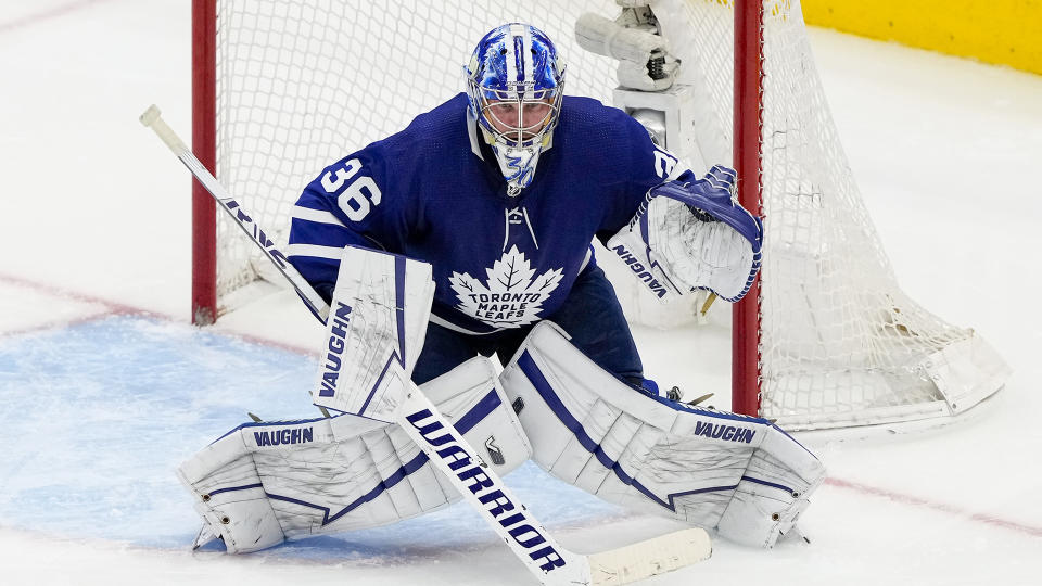 Jack Campbell is a logical target for the Oilers this summer. (Photo by Kevin Sousa/NHLI via Getty Images)