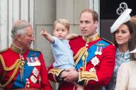 <p>Prince George points out something interesting to his father.</p>