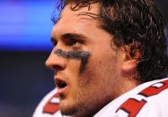 ST. PETERSBURG, FL - JANUARY 21: Linebacker Shawn Loiseau #10 of the Merrimack College Warriors watches play during the 87th annual East-West Shrine game January 21, 2012 at Tropicana Field in St. Petersburg, Florida. (Photo by Al Messerschmidt/Getty Images)