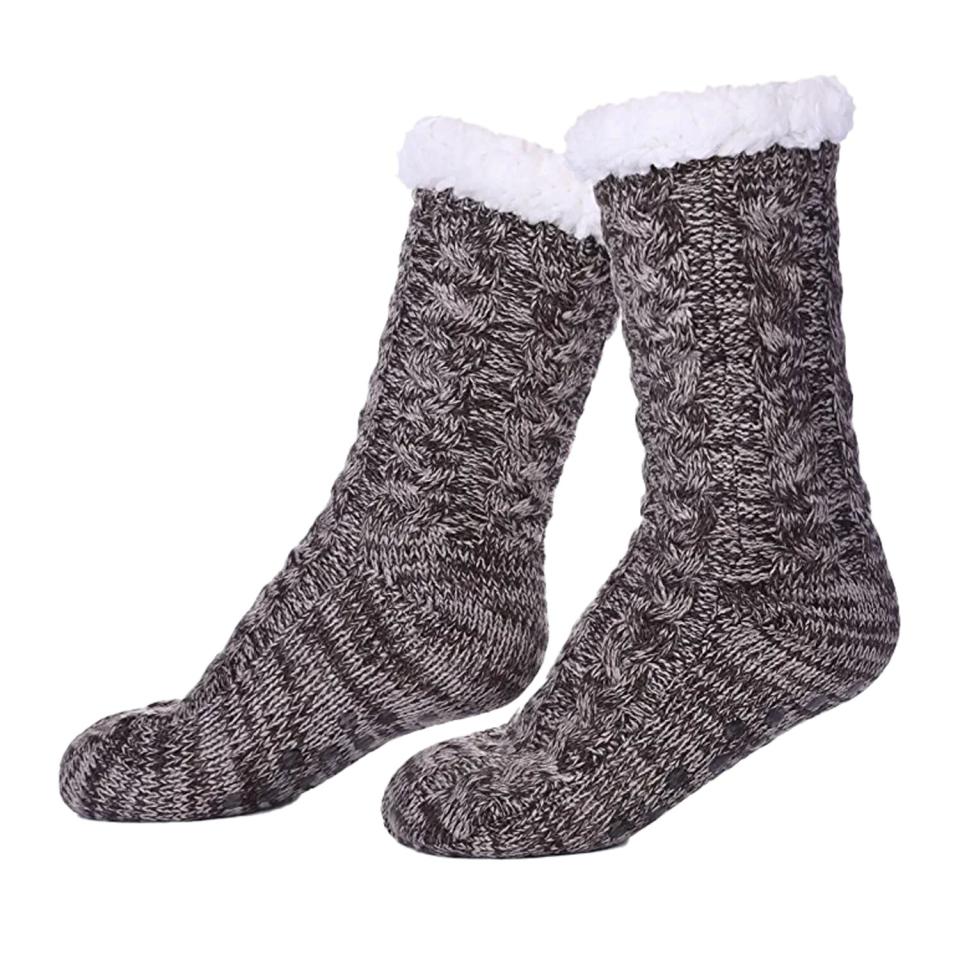 SDBING Women's Winter Super Soft Warm Cozy Fuzzy Fleece-Lined with Grippers Slipper Socks