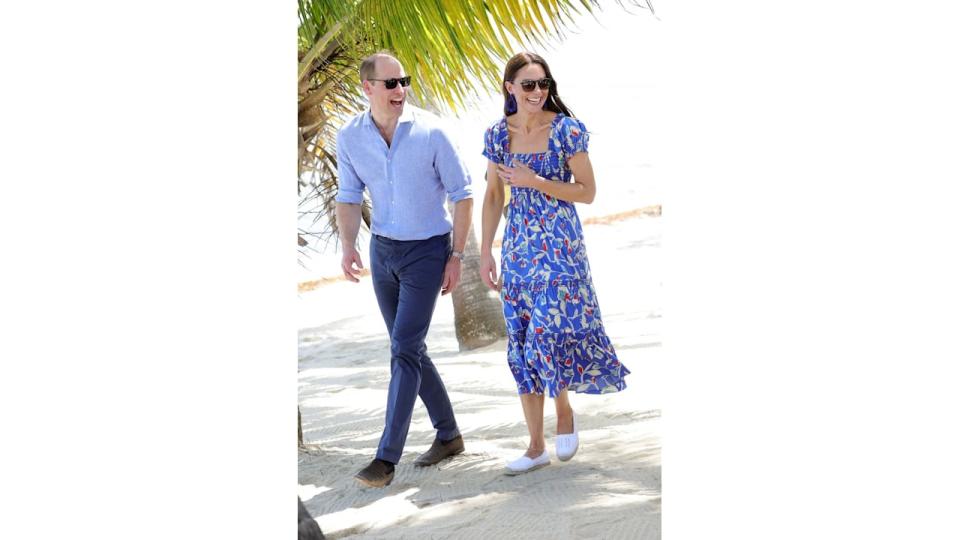 Kate Middleton and Prince William, Duke of Cambridge on the Beach after a Garifuna Festival on the second day of a Platinum Jubilee Royal Tour of the Caribbean on March 20, 2022 in Hopkins, Belize. 