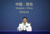 Qiu Yanpeng, deputy commander of the People's Liberation Army (PLA) Navy, attends a news conference ahead of the 70th anniversary of the founding of Chinese People's Liberation Army Navy, in Qingdao, China, April 20, 2019. REUTERS/Jason Lee