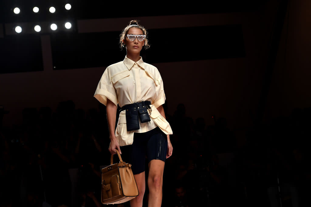 Bella Hadid walks the runway at the Fendi’s spring-summer 2019 show during Milan Fashion Week on Sept. 20. (Photo: Jacopo Raule/Getty Images)