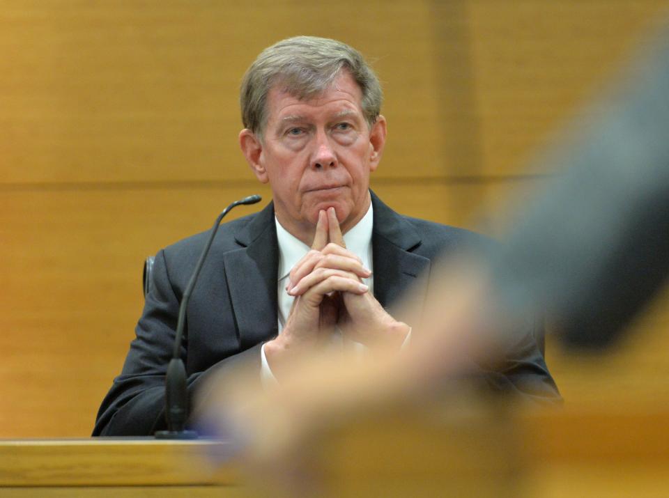 Tommie Benefield testifies about the relationship he had with his cousin, Doug Benefield. Ashley Benefield is accused of killing her estranged husband, Doug Benefield, and is attempting to have the case dismissed under Florida's Stand Your Ground law. The hearing on the justifiable use of force immunity defense began Thursday, July 6, 2023 at the Manatee County Judicial Center in Bradenton, Florida and is expected to last two days.