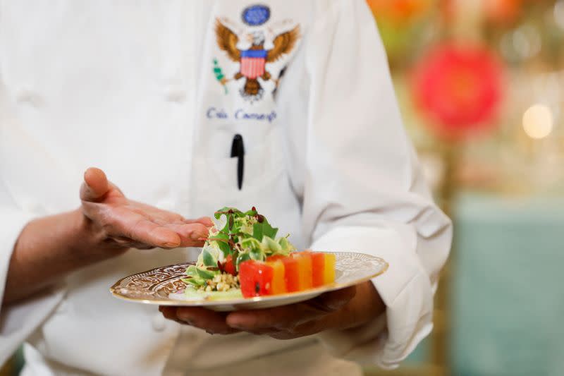 U.S. first lady Biden hosts a media preview in advance of State Dinner as part of Indian Prime Minister Modi's official visit to the U.S, in Washington