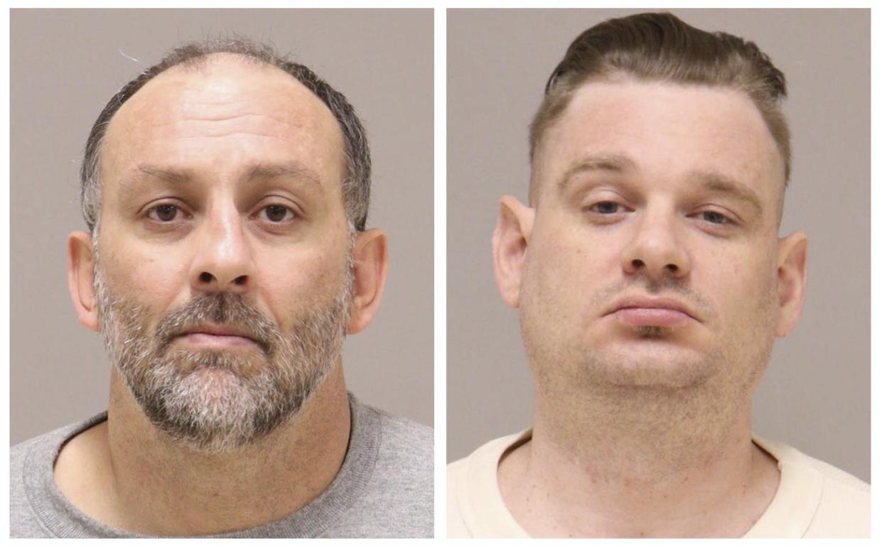 Barry Croft Jr., left, and Adam Fox were found guilty by a federal jury on charges related to a 2020 plot to kidnap Michigan Gov. Gretchen Witmer. <a href="https://newsroom.ap.org/detail/MichiganGovernorKidnappingPlot/10d99e1d3dd947439c5ff1ad52c40af6/photo" rel="nofollow noopener" target="_blank" data-ylk="slk:Kent County Sheriff's Office via AP;elm:context_link;itc:0;sec:content-canvas" class="link ">Kent County Sheriff's Office via AP</a>