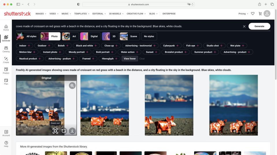 Shutterstock's Creative Flow Plus platform during our test and review process