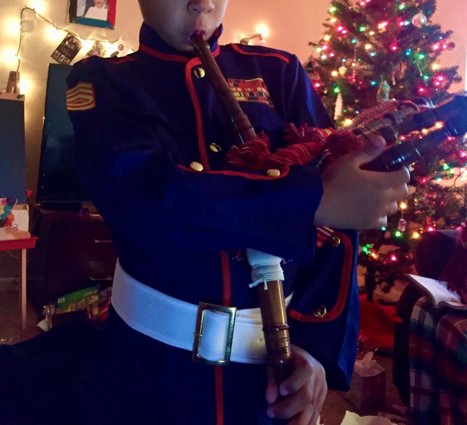 Quajay Donnell’s son, known affectionately as the Fry Guy, asked one year for a Marine uniform and bagpipes.