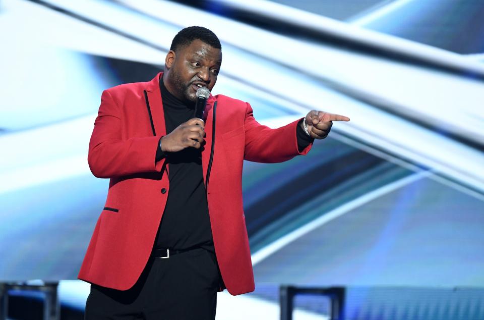 Actor/comedian Aries Spears co-hosts the 2020 Adult Video News Awards at The Joint inside the Hard Rock Hotel & Casino on Jan. 25, 2020, in Las Vegas.