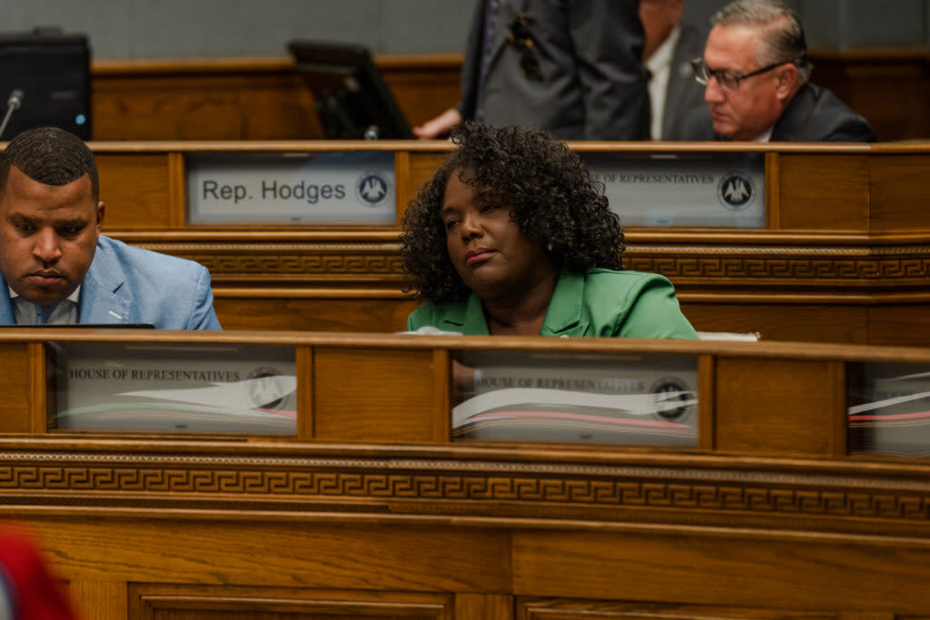 Rep. Delisha Boyd sits among other legislators Tuesday, May 16, 2023, in the House Committee on Administration of Criminal Justice at the state Capitol in Baton Rouge. (Matthew Perschall)