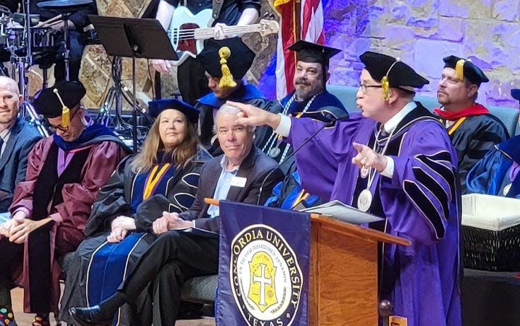 Concordia University Texas on Dec. 9 had its first music education graduate when Ramon "Ray" Cisneros received his degree.