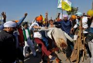 Protest against newly passed farm bills near Delhi