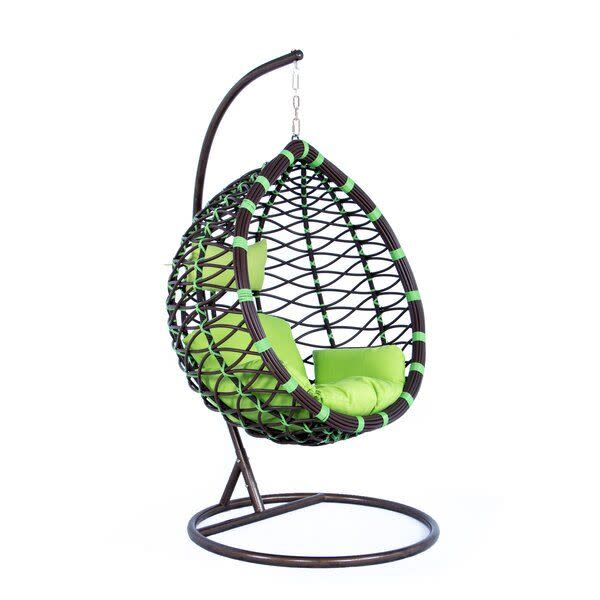 5) Schwartz Wicker Hanging Egg Swing Chair with Stand