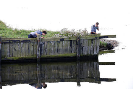 Members of the Danish Emergency Management Agency (DEMA) assist police in the search in the Kim Wall case at Kalvebod Faelled in Copenhagen, Denmark, August 23, 2017. Scanpix Denmark/Martin Sylvest/ via REUTERS