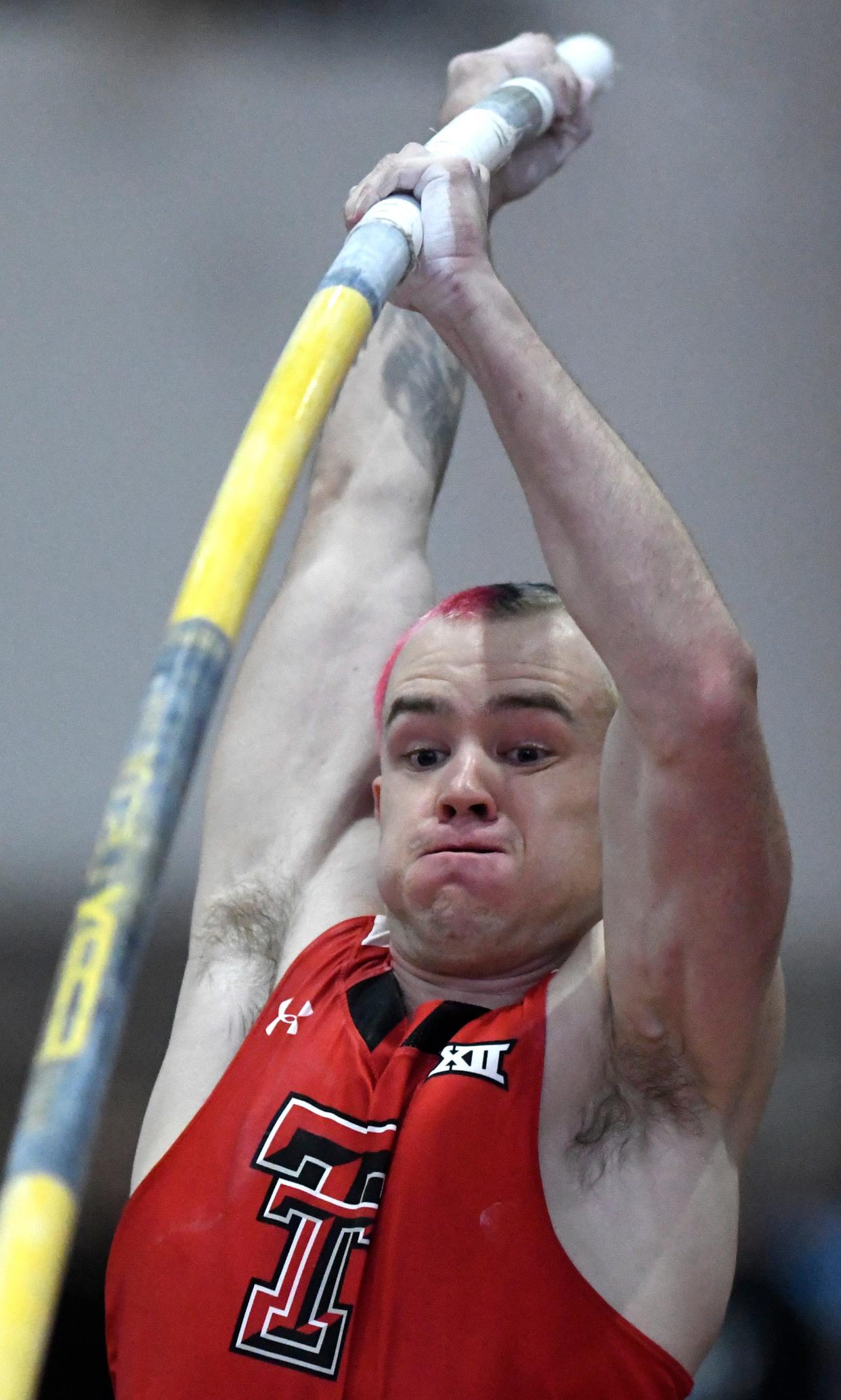 Texas Tech pole vaulter Zach Bradford, pictured at a home meet three weeks ago, broke the school record Saturday by clearing 19 feet, 1 1/2 inches at the New Mexico Collegiate Classic in Albuquerque.