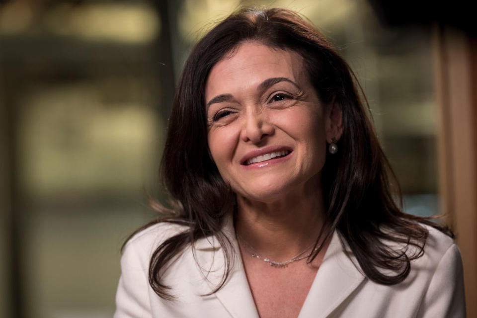 Sheryl Sandberg, chief operating officer of Facebook Inc., smiles during a Bloomberg Television interview at the company's headquarters in Menlo Park, California, U.S., on Wednesday, Jan. 30, 2019. Facebook Inc. reported revenue that beat Wall Street estimates on Wednesday, showing the largest social-media company's advertising business is weathering scrutiny over a series of privacy scandals. Photographer: David Paul Morris/Bloomberg