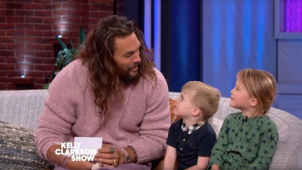 Jason Momoa (L) with Remy and River Blackstock | The Kelly Clarkson Show