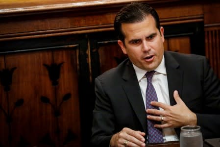 FILE PHOTO: Puerto Rico Governor Ricardo Rossello speaks during an interview in New York City