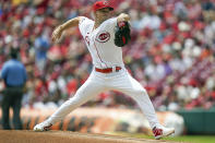 Cincinnati Reds' starting pitcher Sonny Gray (54) throws during the first inning of a baseball game against the St. Louis Cardinals in Cincinnati, Sunday, July 24, 2021. (AP Photo/Bryan Woolston)