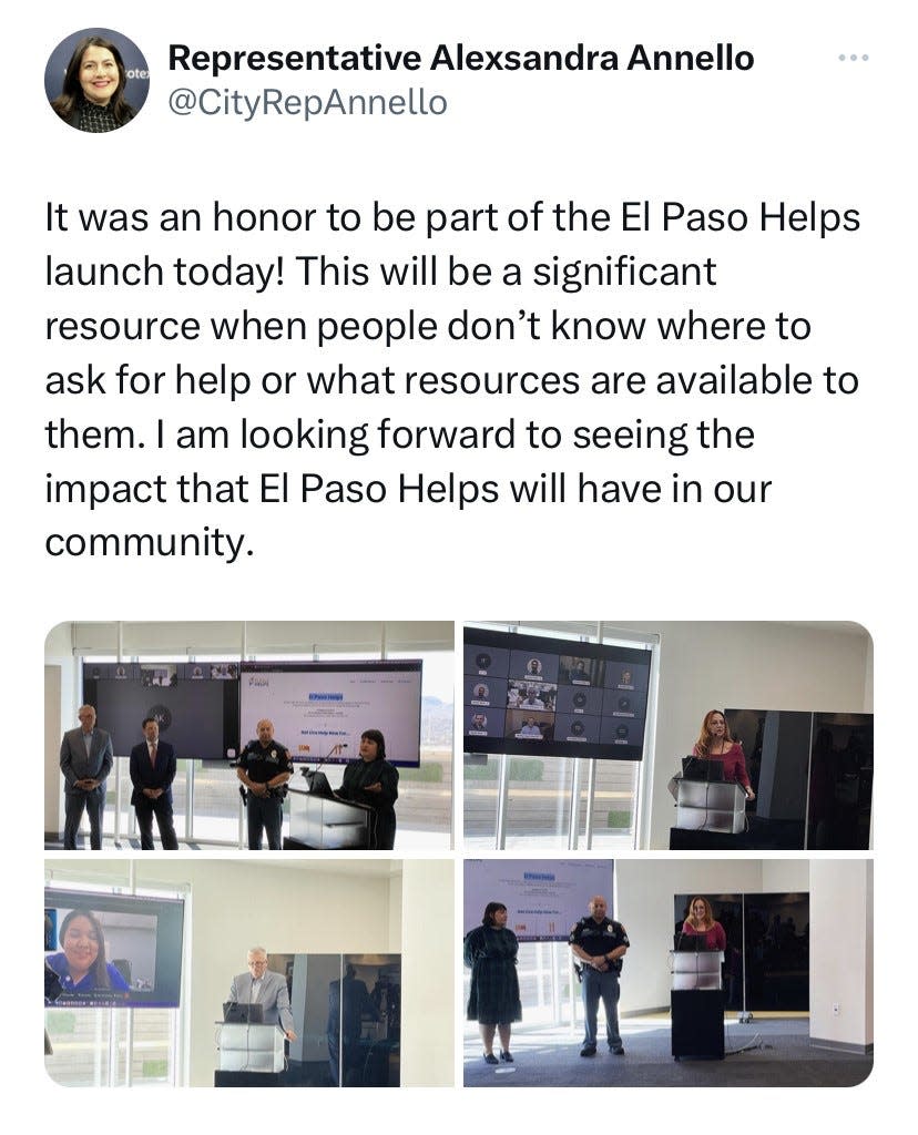 El Paso city Rep. Alexsandra Annello attended a news conference Feb. 23 to announce the launch of El Paso Helps, a new website aimed at providing rapid assistance to the city's most vulnerable.