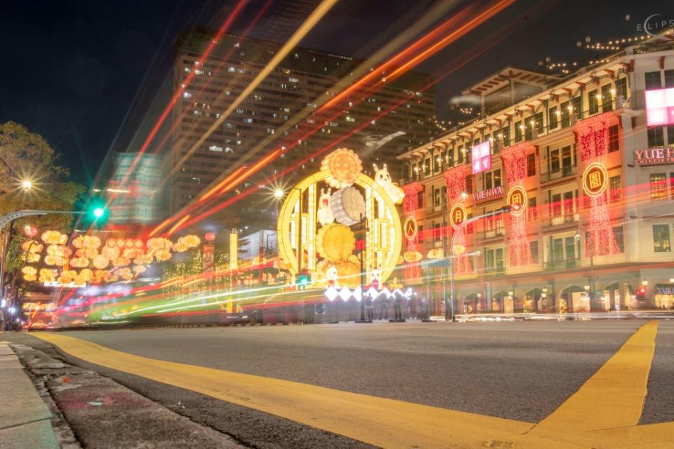 This Sept. 7, 2022 photo shows Mid-Autumn Festival decorations installed at Singapore's Chinatown.<span class="copyright">Then Chih Wey/Xinhua via Getty Images</span>