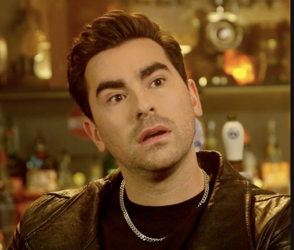 dan levy in schitt's creek looking surprised