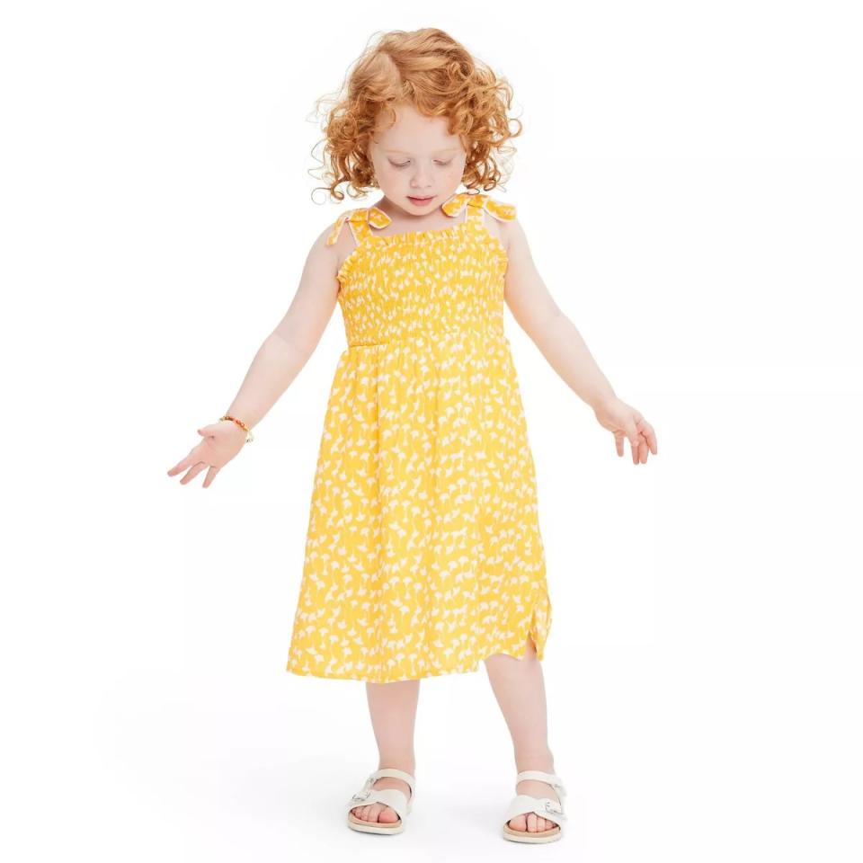 DVF for Target Toddler Smocked Tie Strap Ginkgo Yellow Midi Dress