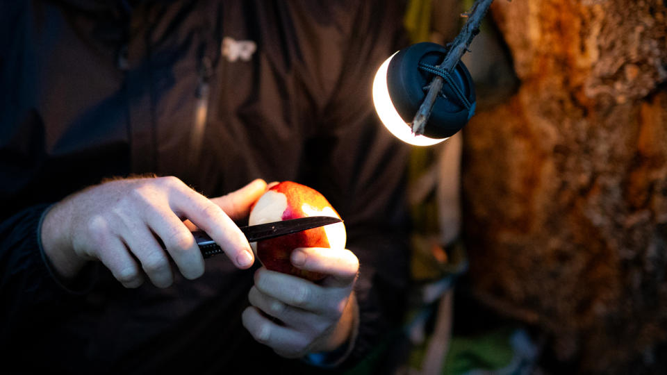 BioLite AlpenGlow Mini Lantern in use in a camping setting