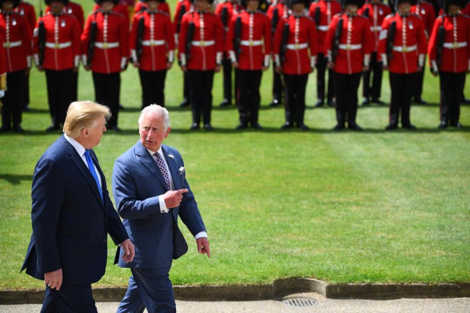 Prince Charles with Donald Trump at Buckingham Palace in June 2019 on the first day of the US president’s state visit to the UK (Getty Images)