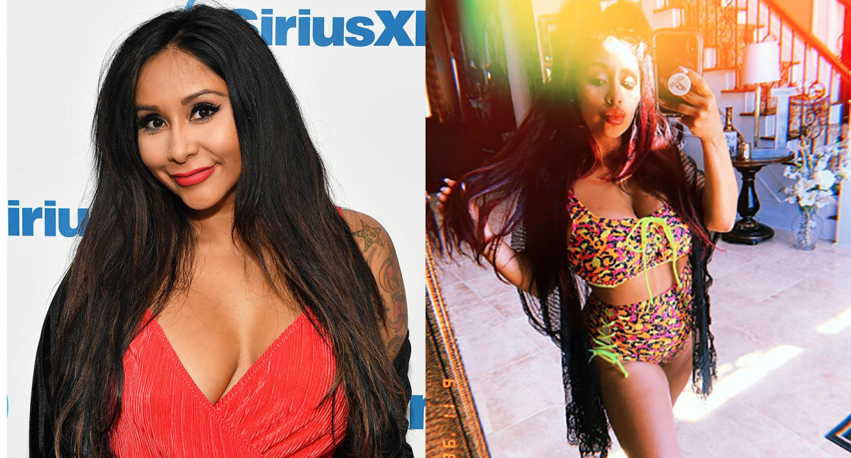 Nicole "Snooki" Polizzi on a red carpet and in post-partum bikini Instagram post