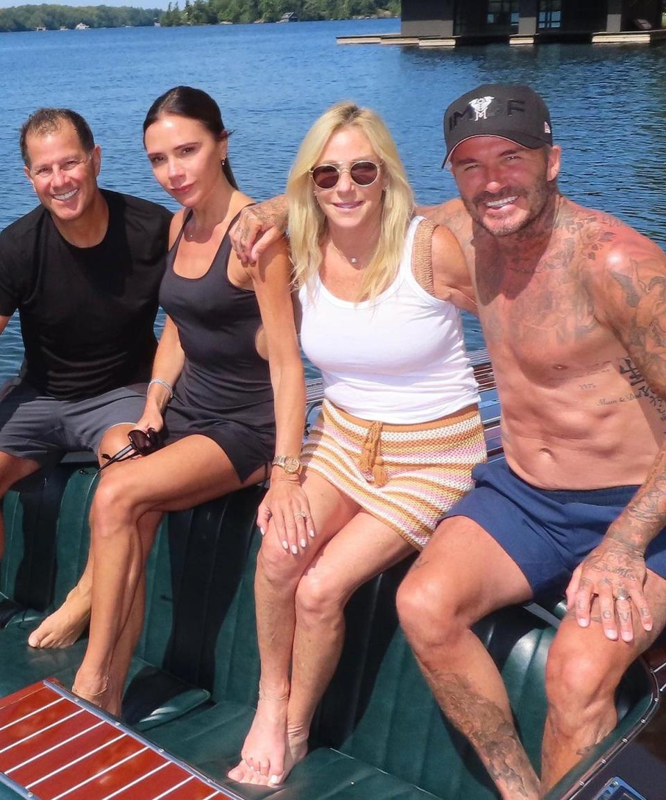 David and Victoria Beckham with friends Jamie and Sheryl Salter on Lake Muskoka (Victoria Beckham via Instagram)