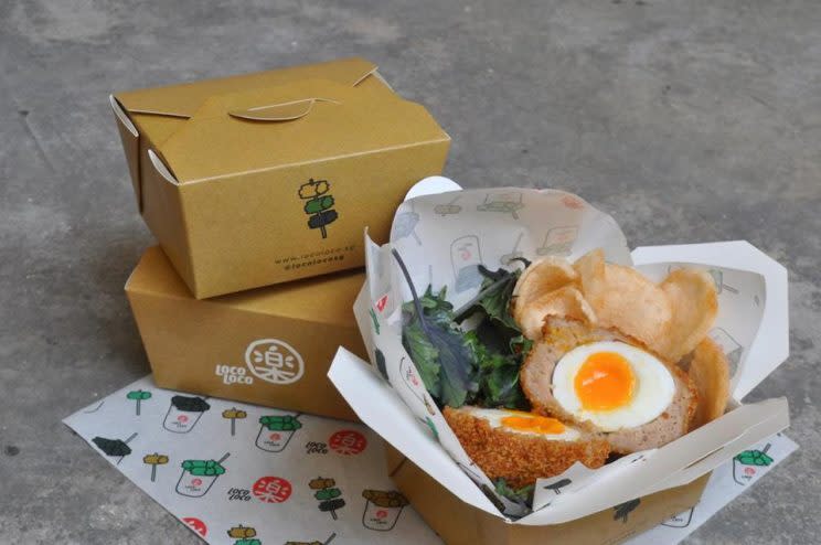 Chicken and Beef Scotch Eggs with Peking Duck Sauce by Loco Loco (Photo: Facebook)