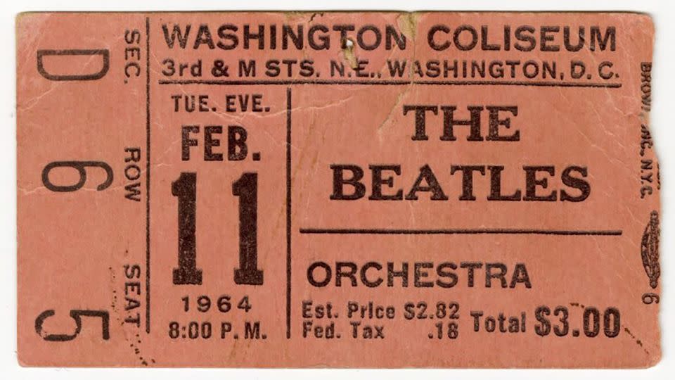 A ticket stub from the Beatles' first concert in the US - Gotta Have Rock & Roll