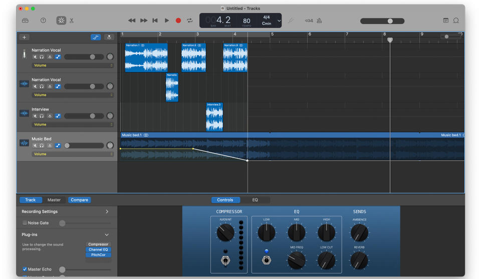 screenshot of GarageBand 