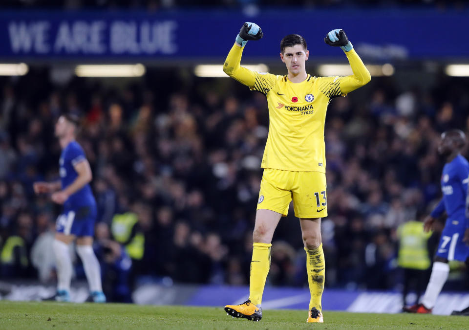 Golden gloves: Chelsea’s goalkeeper Thibaut Courtois was a bargain – and one of Emenalo’s key deals