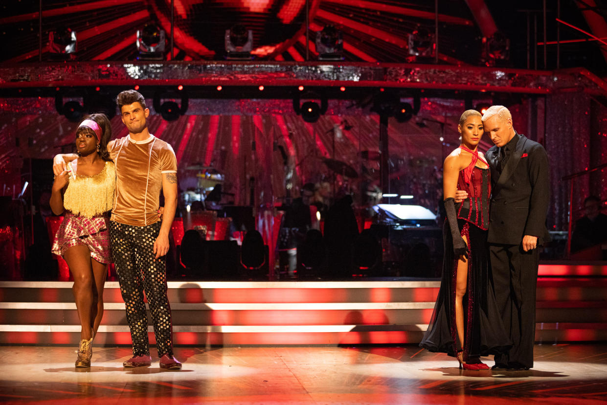 Clara Amfo, Aljaz Skorjanec, Karen Hauer, Jamie Laing - (C) BBC - Photographer: Guy Levy