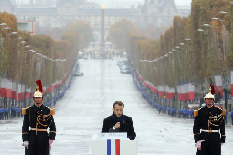 Macron called on his fellow leaders not to forget the lessons of the past