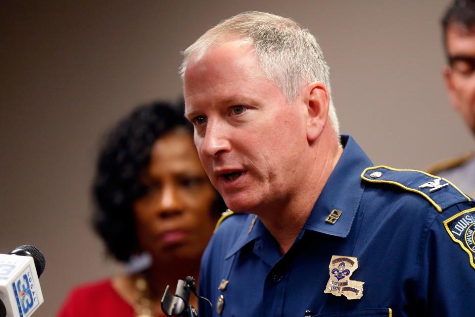 FILE - Louisiana State Police Supt. Kevin Reeves speaks at a news conference, on Sept. 19, 2017, in Baton Rouge, La. Reeves, the Louisiana State Police superintendent wrote himself an ominous note days after the deadly 2019 arrest of Black motorist Ronald Greene: "Realize there is a problem — must address immediately."