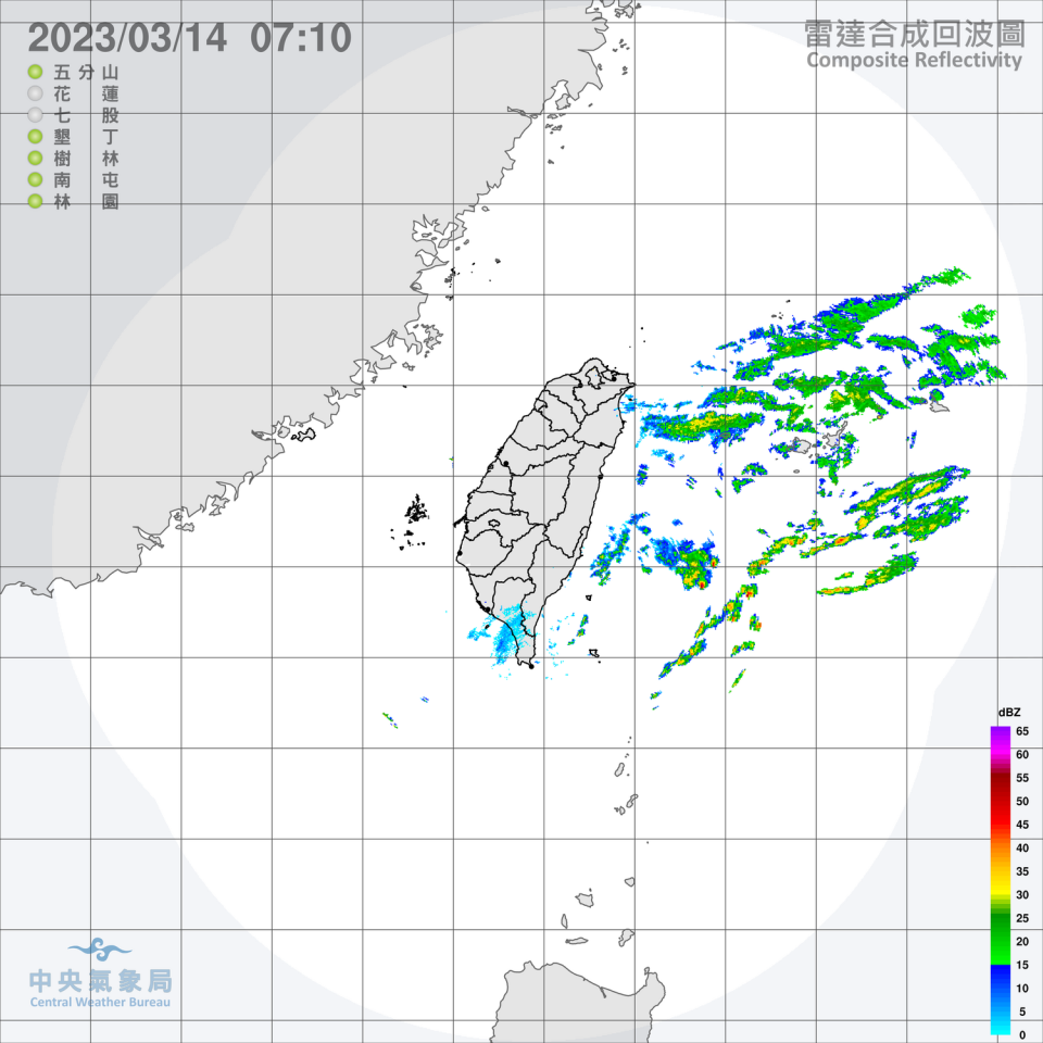 除了基隆北海岸、東半部地區與西半部山區有局部短暫雨外，全台今天大致是多雲到晴，水氣仍然偏少。   圖：中央氣象局／提供