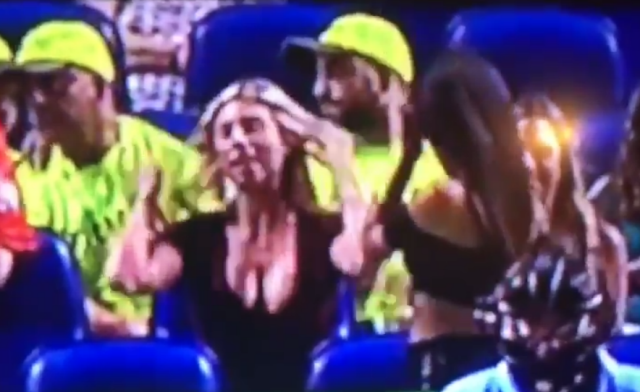 Miami Marlins fan flashes the camera on tv