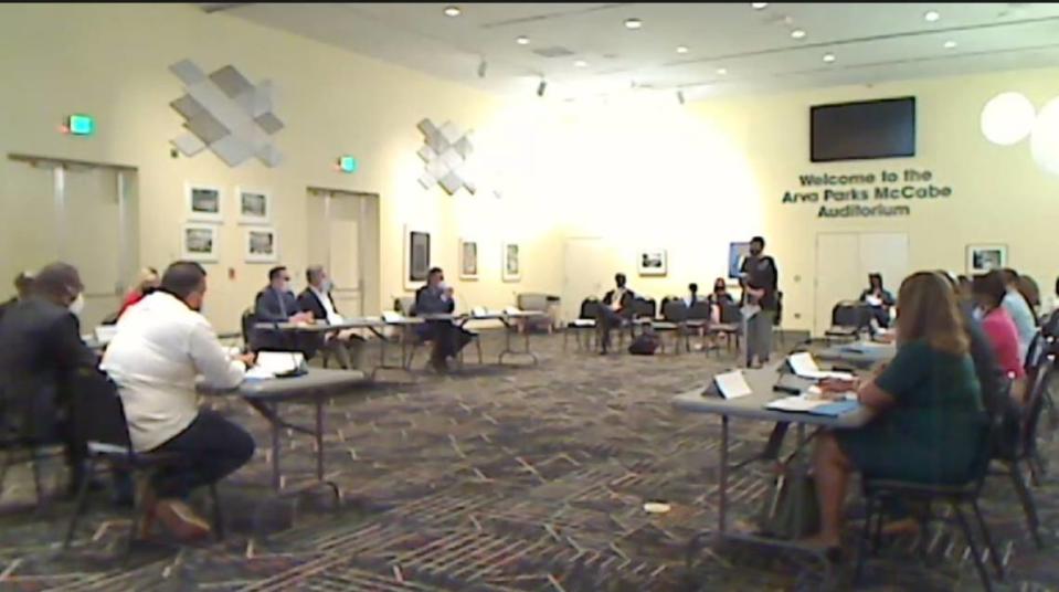 On Tuesday, Oct. 12, 2021, Miami-Dade’s Independent Civilian Panel held its first meeting since being disbanded in 2009. Open to the public, the meeting was held at the county’s main library in downtown Miami and on Zoom, pictured here.