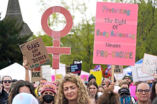 Ted S Warren/AP/Shutterstock Pro-choice protestors march through Seattle one month before 'Roe v. Wade' was overturned