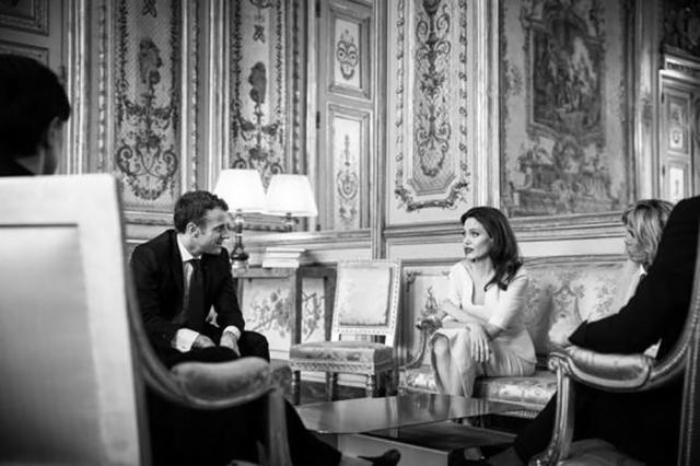 Angelina Jolie meets with French First Lady Brigitte Macron in