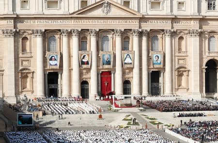 Pope Francis leads a Mass for the canonisation of five persons at the Vatican