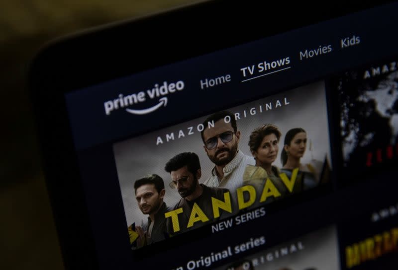 A poster of Tandav, a web series is seen on Amazon Prime Video streaming service website in this illustration picture