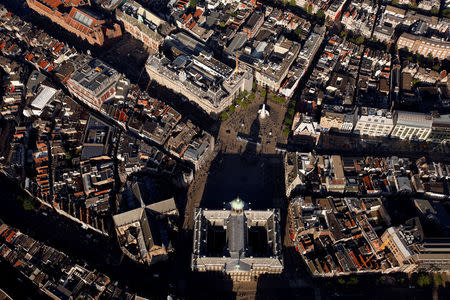 FILE PHOTO: Dam Square is pictured in this aerial shot of Amsterdam, Netherlands, June 14, 2017. REUTERS/Cris Toala Olivares/File Photo