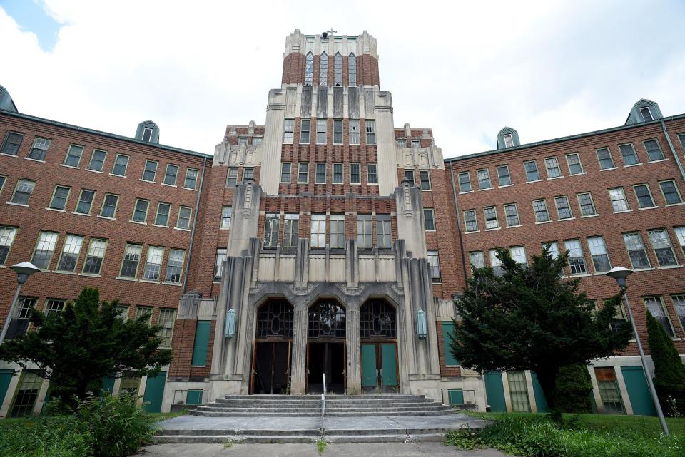 The former St.  Mary Academy, aged 92, is shown today.  After the school closed, the space was used for offices and to house the Sisters during the renovation of the Motherhouse. The building has been empty for 21 years.