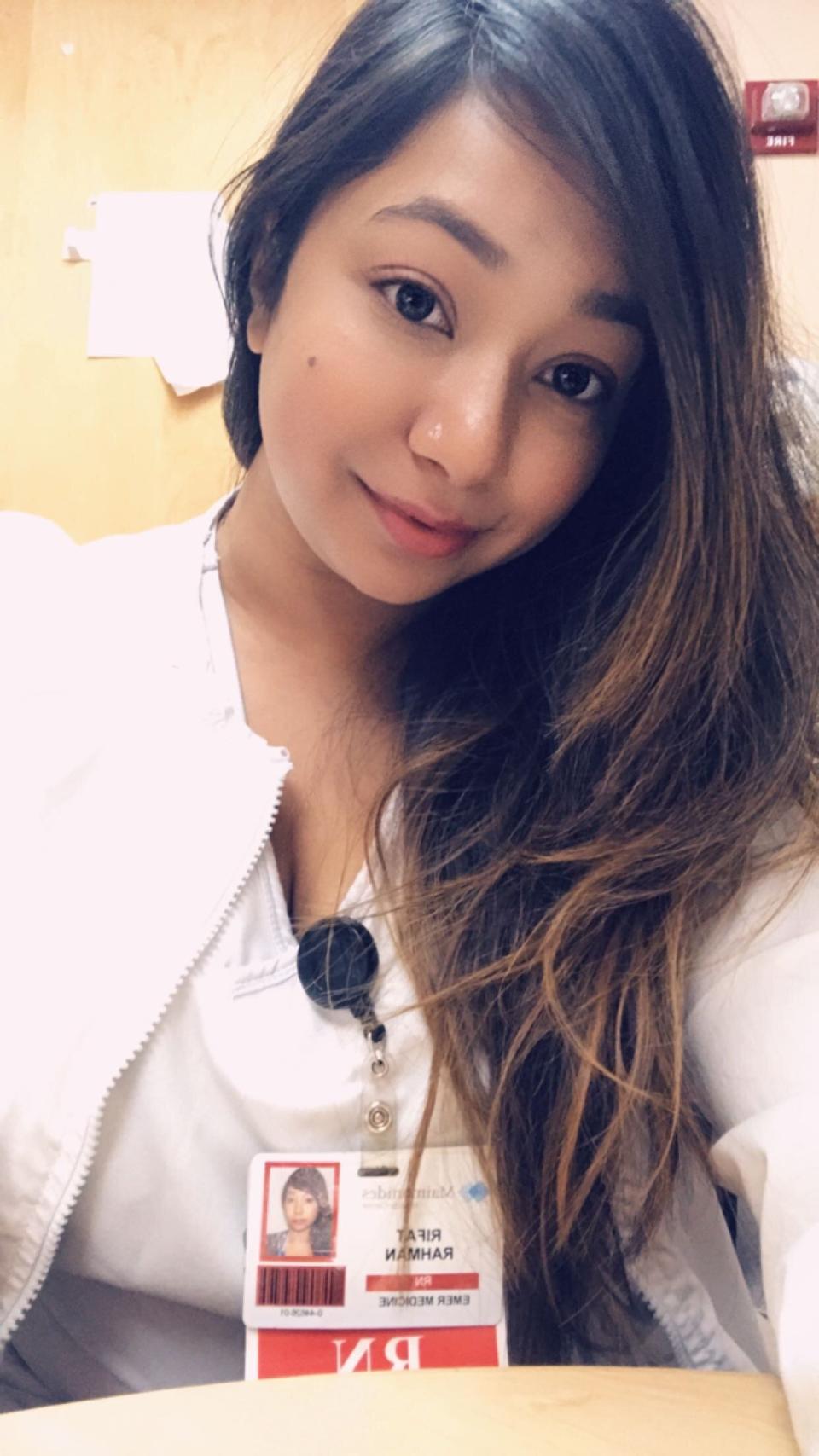 Ria Rahman is a 27-year-old registered nurse at the Maimonides Medical Center emergency department in Brooklyn.  (Photo: Photo provided by Ria Rahman.)