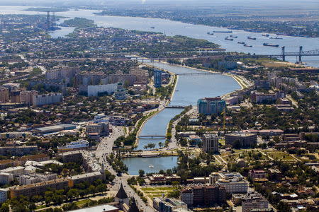 An aerial view of the southern city of Astrakhan, Russia, in this August 28, 2013 file photo. REUTERS/Ivan Rotanov