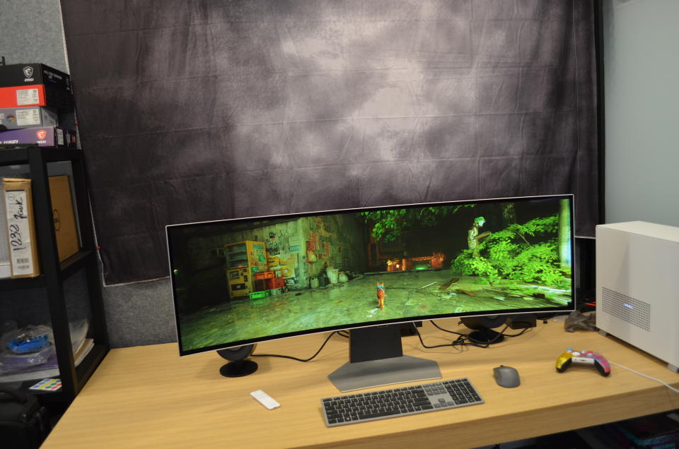 a large curved gaming monitor